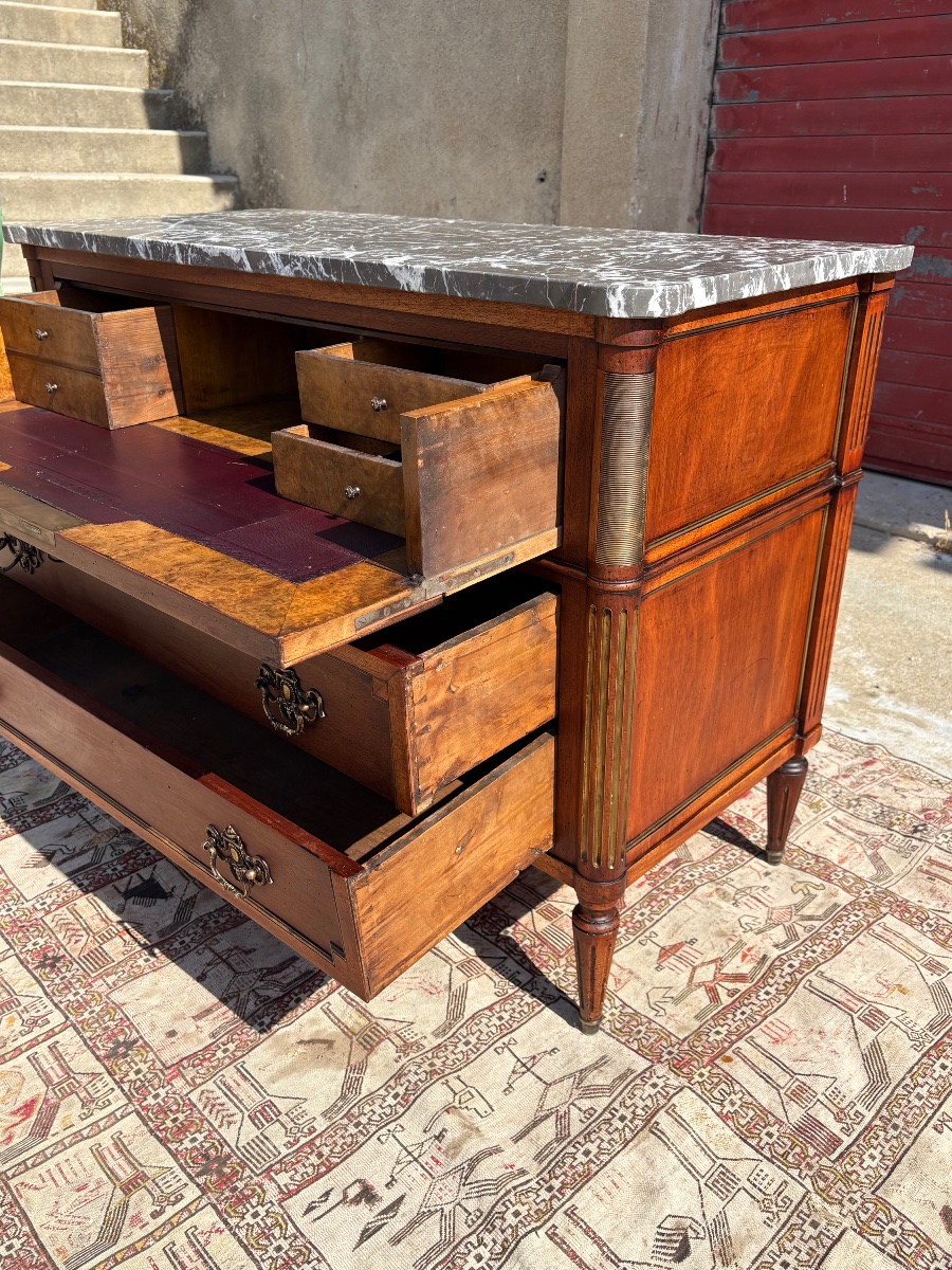 Louis XVI-style Chest Of Drawers, 18th-century Mahogany-photo-2