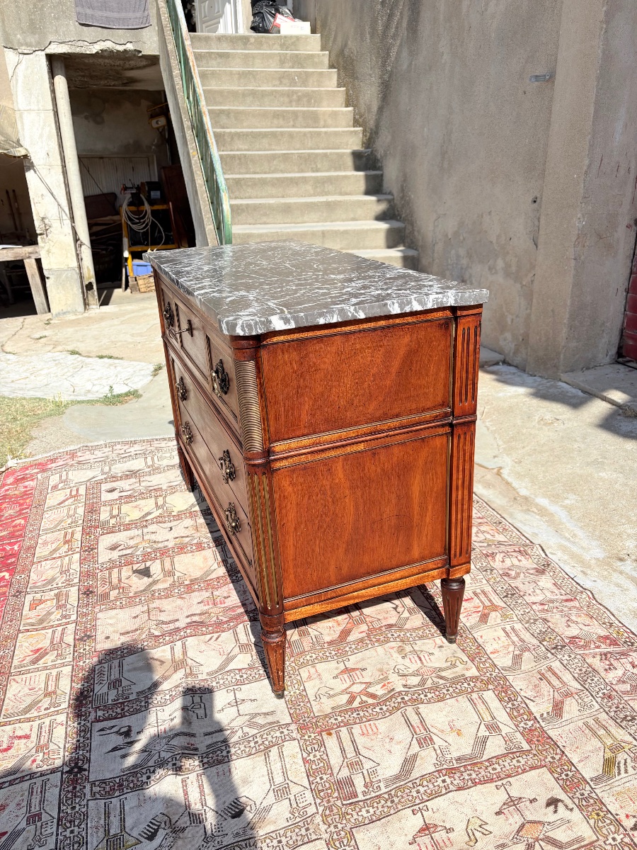 Louis XVI-style Chest Of Drawers, 18th-century Mahogany-photo-5