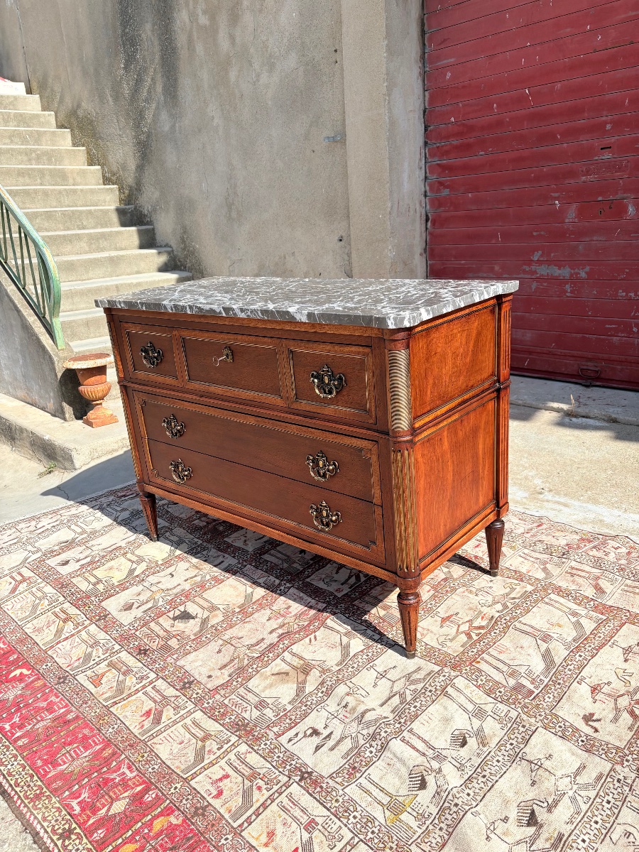 Louis XVI-style Chest Of Drawers, 18th-century Mahogany-photo-6