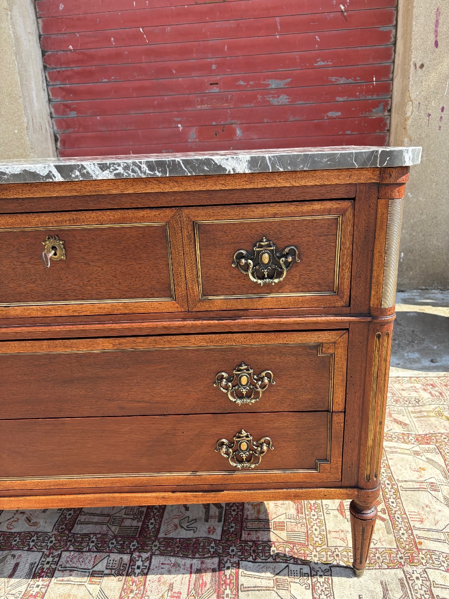 Louis XVI-style Chest Of Drawers, 18th-century Mahogany-photo-8