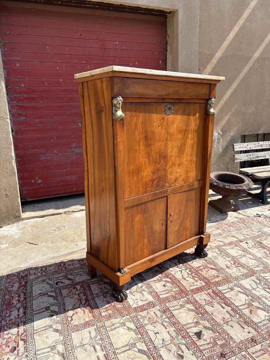 Secretary Desk With A Drop-leaf Top, Brought Back From Egypt, Made Of Mahogany, 19th-century-photo-2