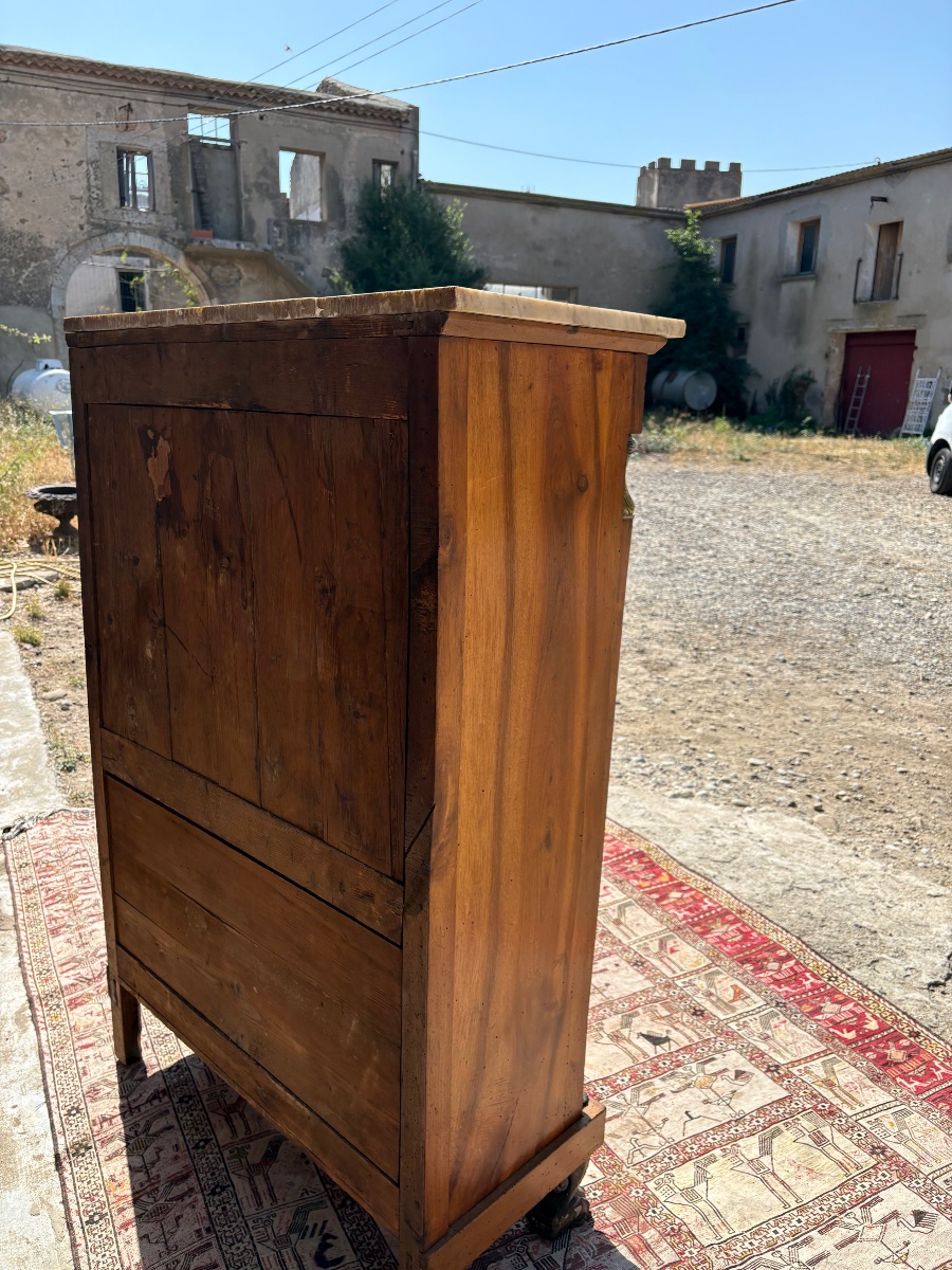 Secretary Desk With A Drop-leaf Top, Brought Back From Egypt, Made Of Mahogany, 19th-century-photo-3