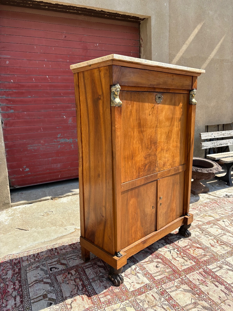 Secretary Desk With A Drop-leaf Top, Brought Back From Egypt, Made Of Mahogany, 19th-century-photo-6