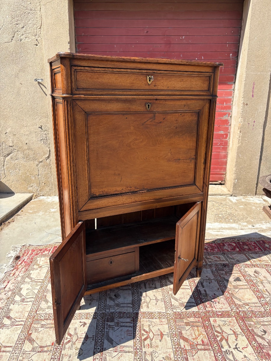 Secrétaire, abattant Louis XVI, en noyé époque XVIIIe siècle-photo-5