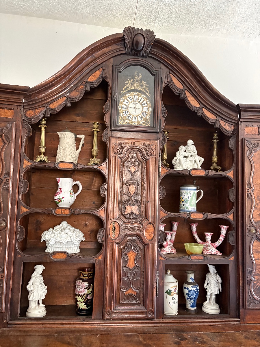 Exceptional Bressand Sideboard With Clock, Made Of Oak And Burl, Louis XV Style, 18th Century-photo-7