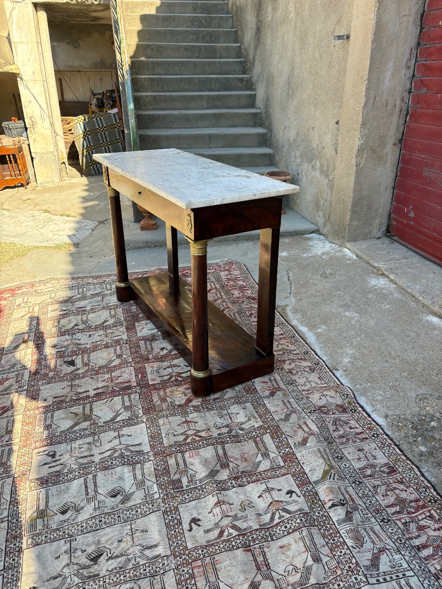 19th-century Mahogany Empire Console Table With Freestanding Columns-photo-4