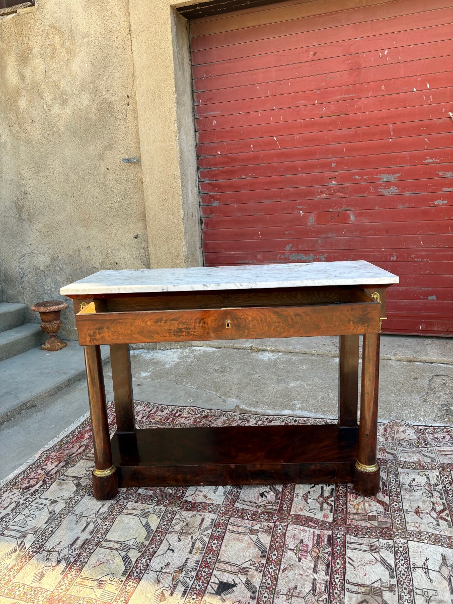 19th-century Mahogany Empire Console Table With Freestanding Columns-photo-5