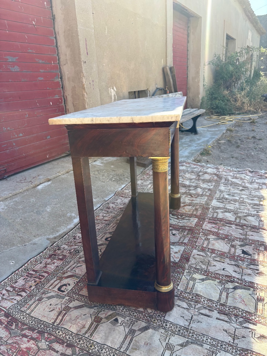 19th-century Mahogany Empire Console Table With Freestanding Columns-photo-7