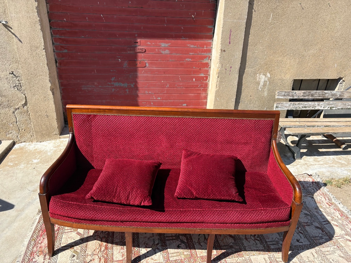 Sofa, Empire Style, Solid Mahogany, 19th Century-photo-3