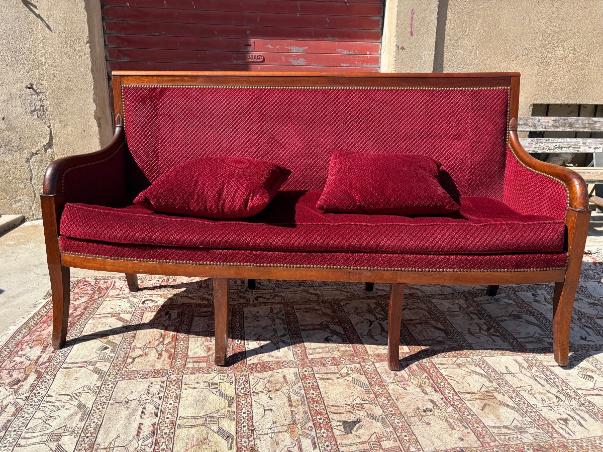 Sofa, Empire Style, Solid Mahogany, 19th Century-photo-6