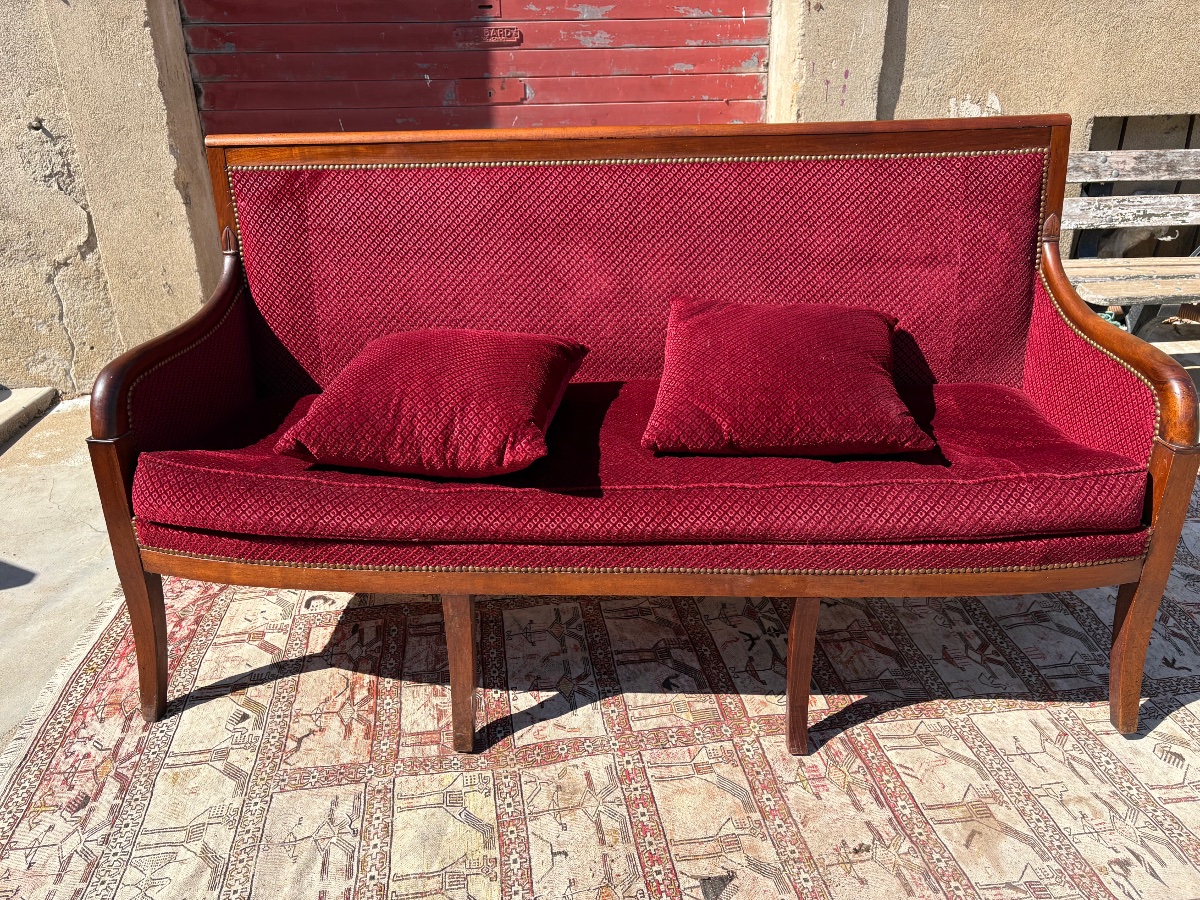 Sofa, Empire Style, Solid Mahogany, 19th Century-photo-7