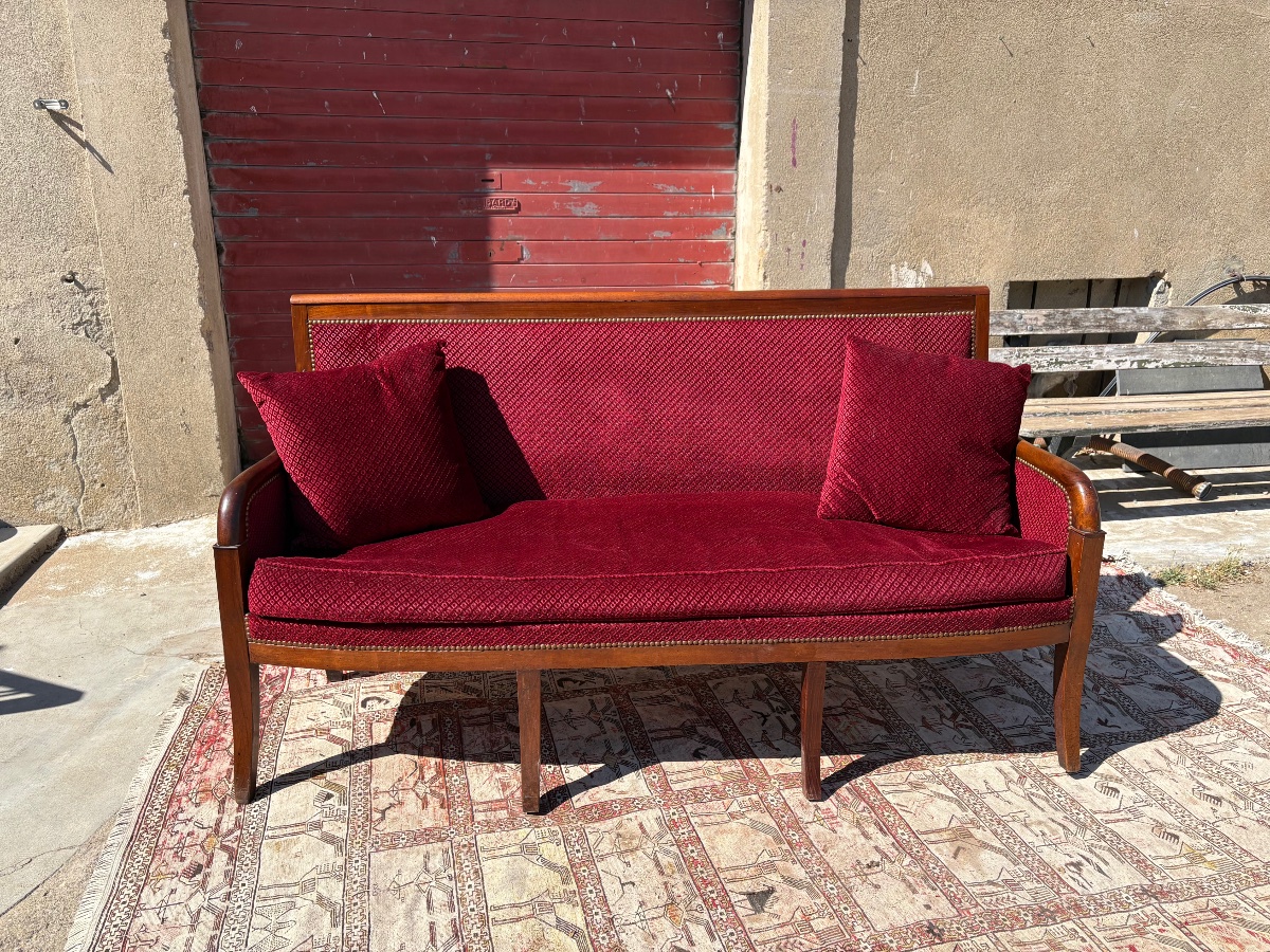 Sofa, Empire Style, Solid Mahogany, 19th Century