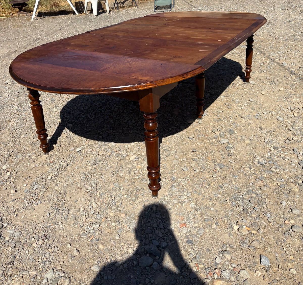 A 6-legged Louis-philippe Dining Table In Walnut, Dating From The 19th Century-photo-2