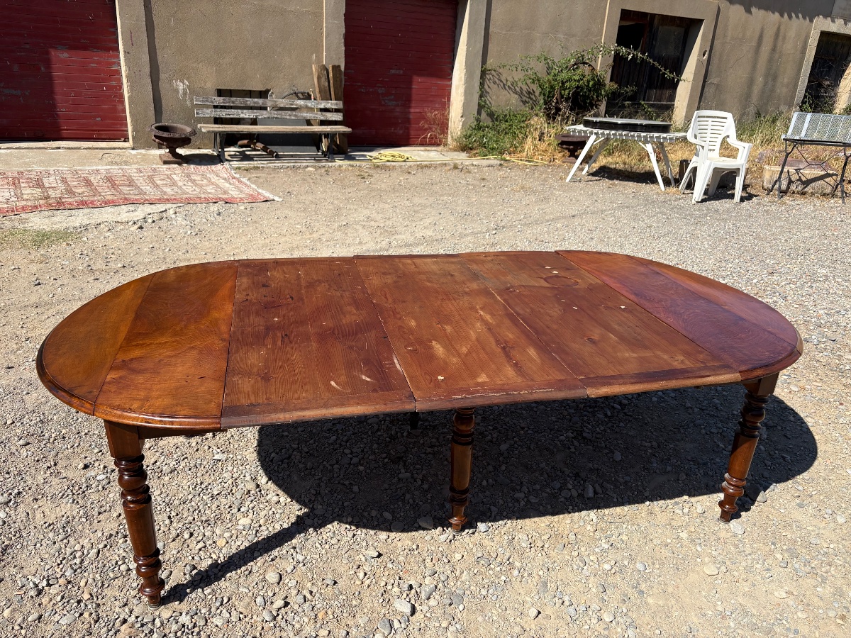 A 6-legged Louis-philippe Dining Table In Walnut, Dating From The 19th Century-photo-3