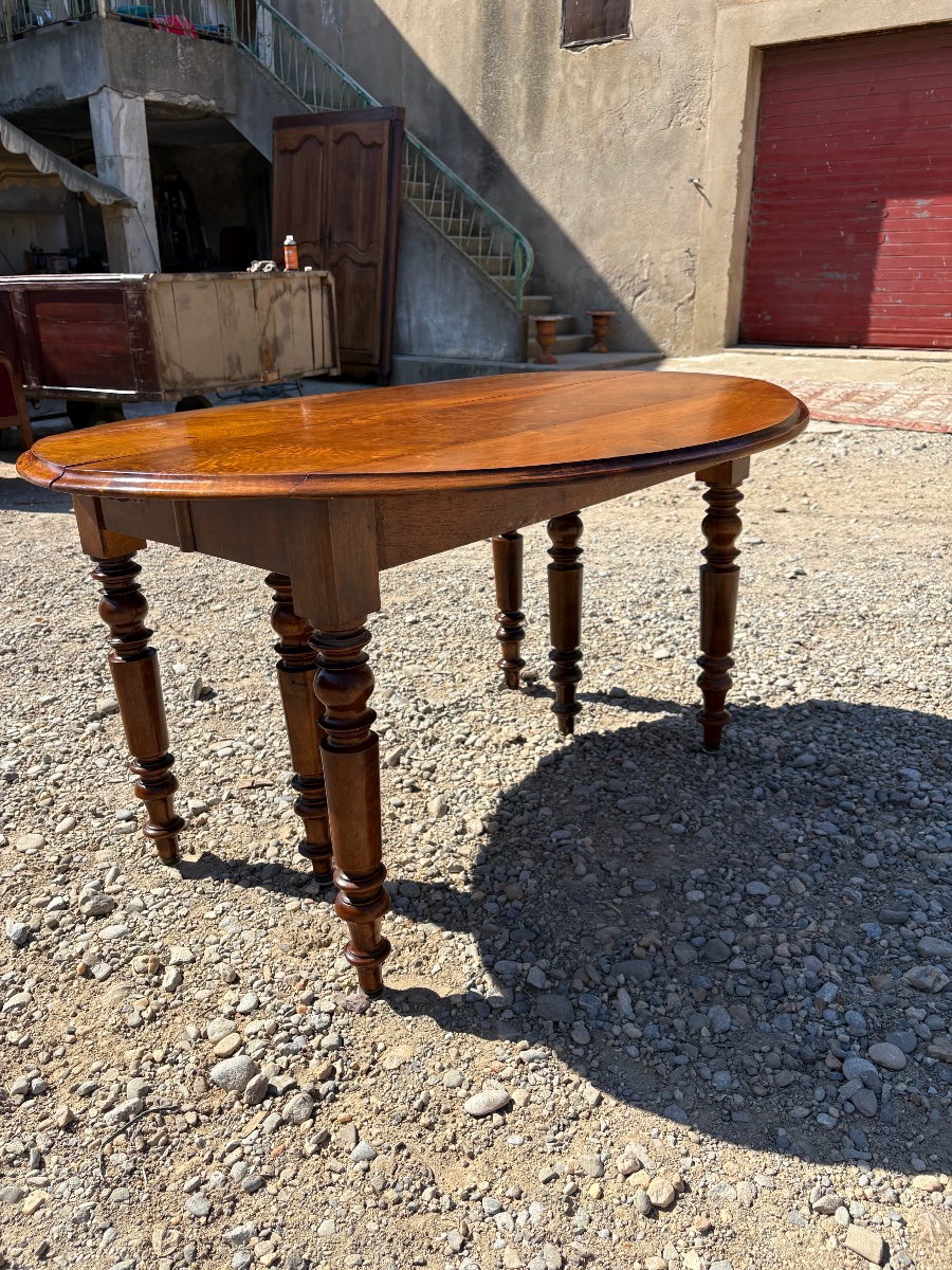 A 6-legged Louis-philippe Dining Table In Walnut, Dating From The 19th Century-photo-8
