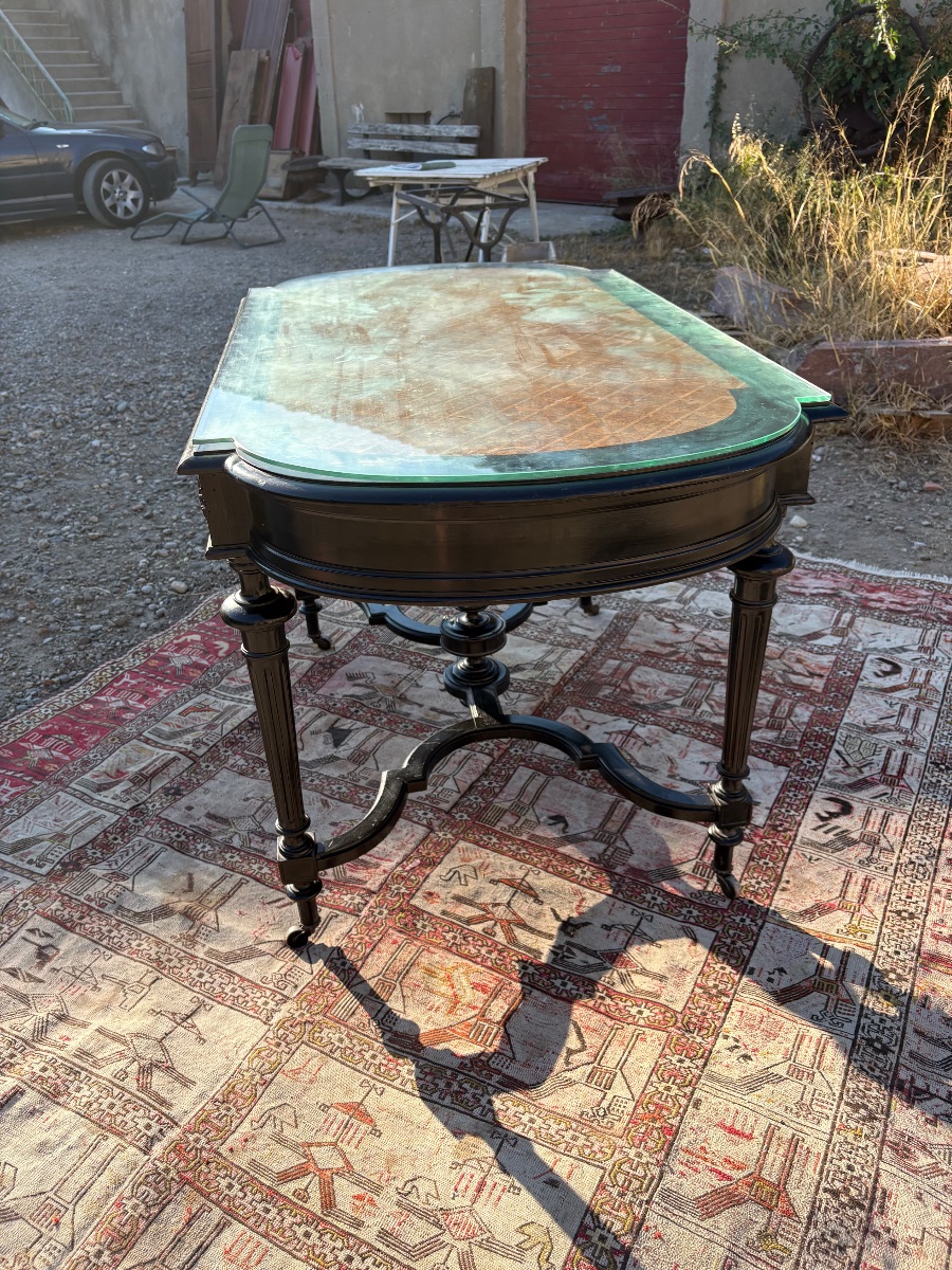 Table de salon Napoléon III en bois noirci , d époque XIXEM siècle -photo-5