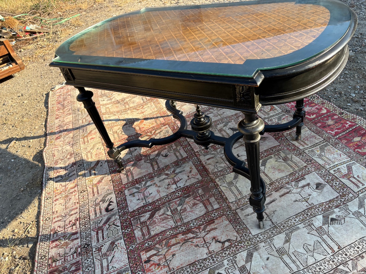 Table de salon Napoléon III en bois noirci , d époque XIXEM siècle -photo-7