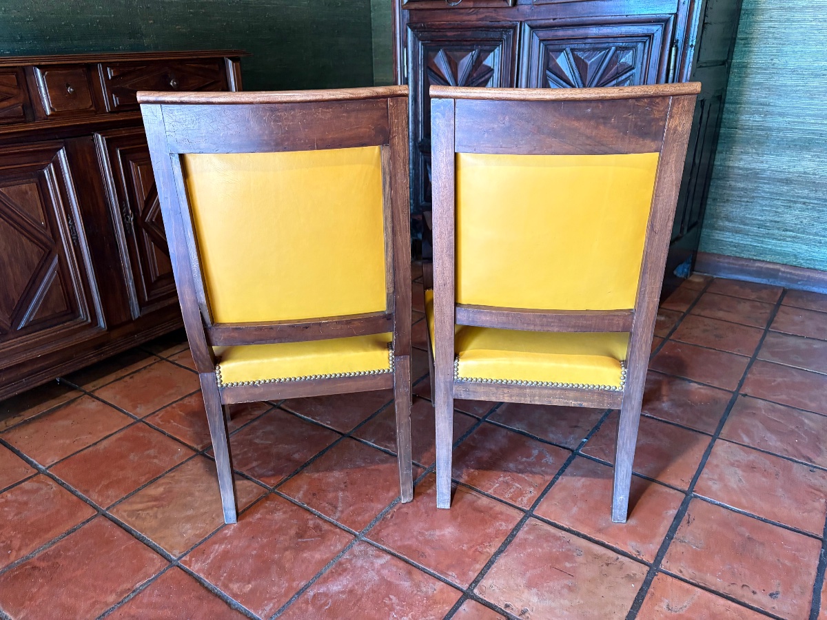 Pair Of 19th-century Mahogany Empire-style Armchairs-photo-4