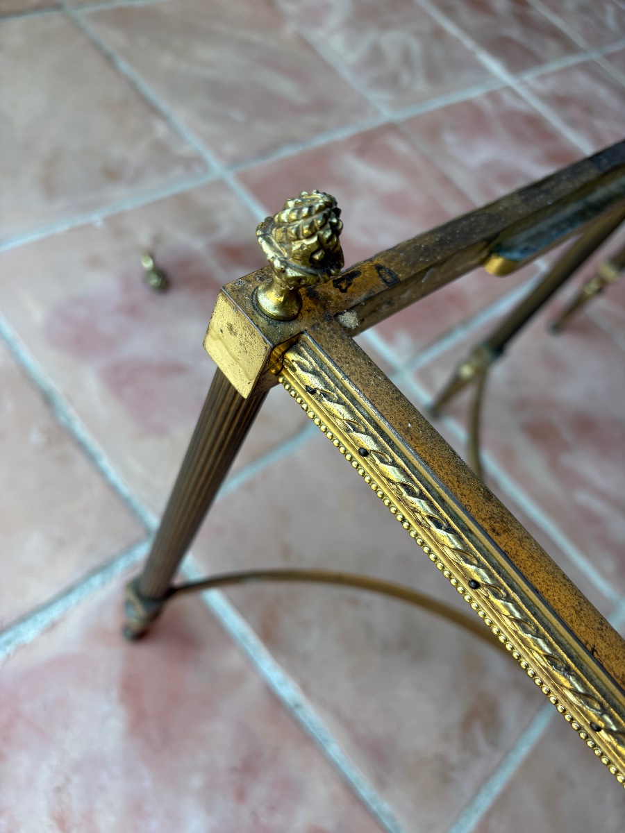 Set Of Three Nesting Tables In Gilded Bronze, Louis XVI Style, Circa 1950-photo-3