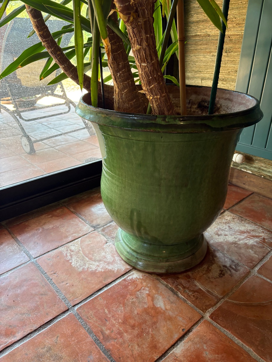 Planters From Anduze, Made Of Green-glazed Terracotta, Circa 1960-photo-4