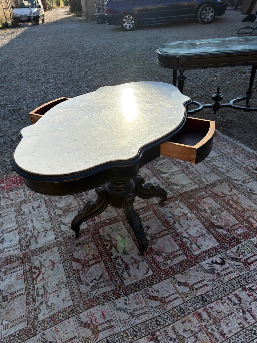 Napoleon III-style Side Table, Made Of Wood, Blackened, 19th Century-photo-3