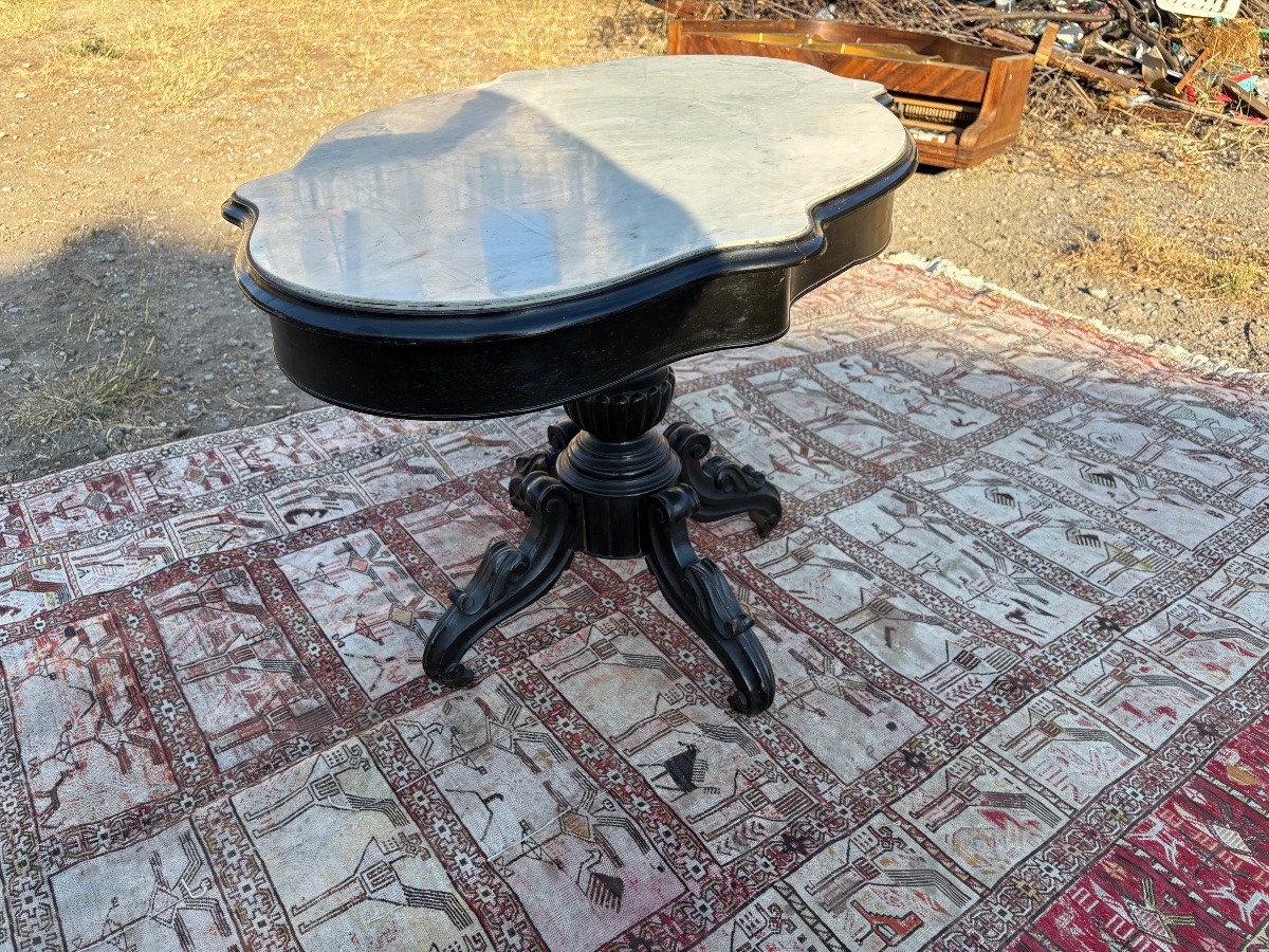 Napoleon III-style Side Table, Made Of Wood, Blackened, 19th Century-photo-4