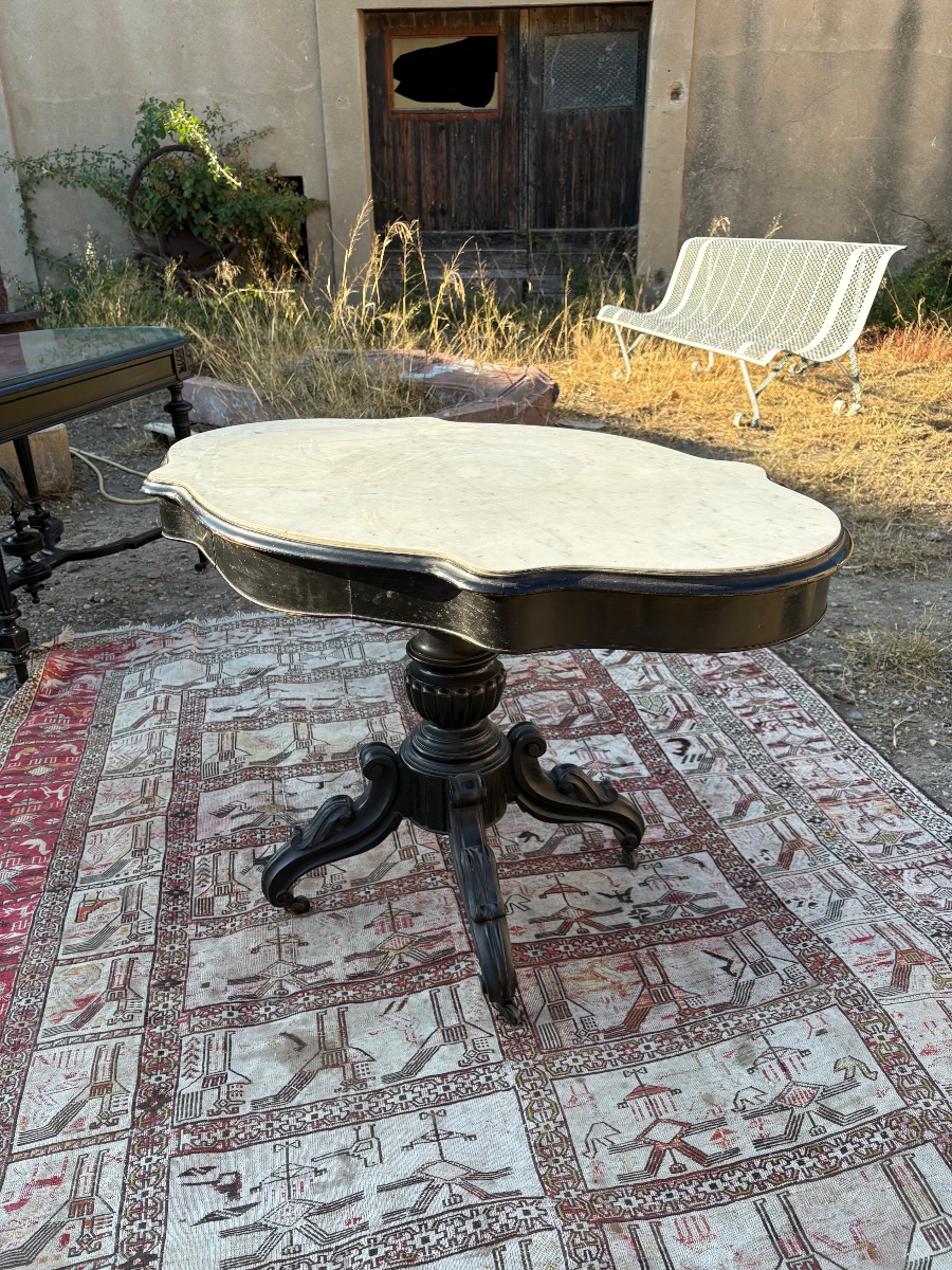 Napoleon III-style Side Table, Made Of Wood, Blackened, 19th Century-photo-5