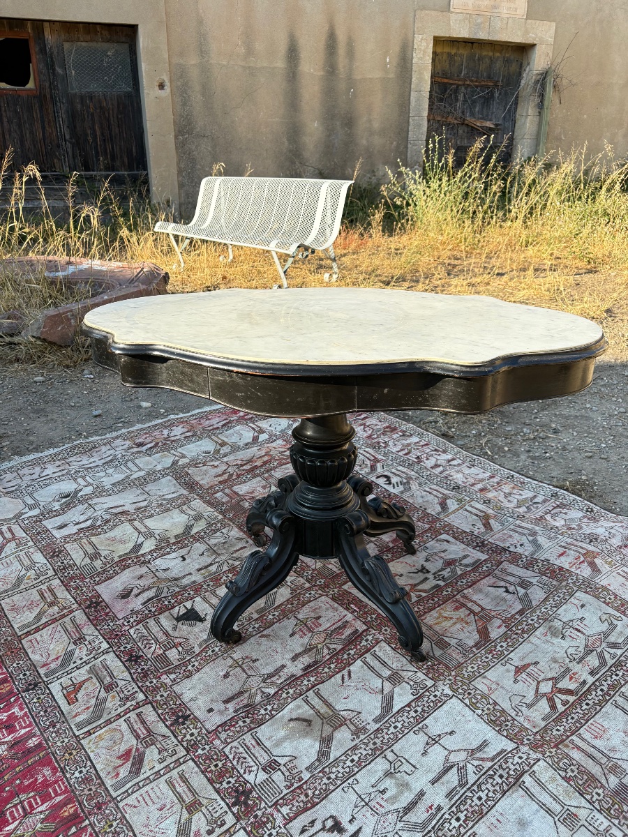 Napoleon III-style Side Table, Made Of Wood, Blackened, 19th Century-photo-6