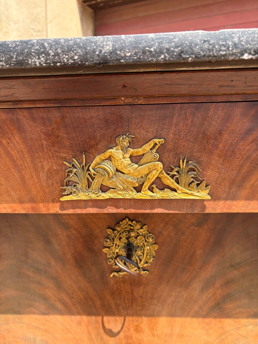 Secretary Desk, 19th-century Mahogany With Freestanding Columns-photo-3