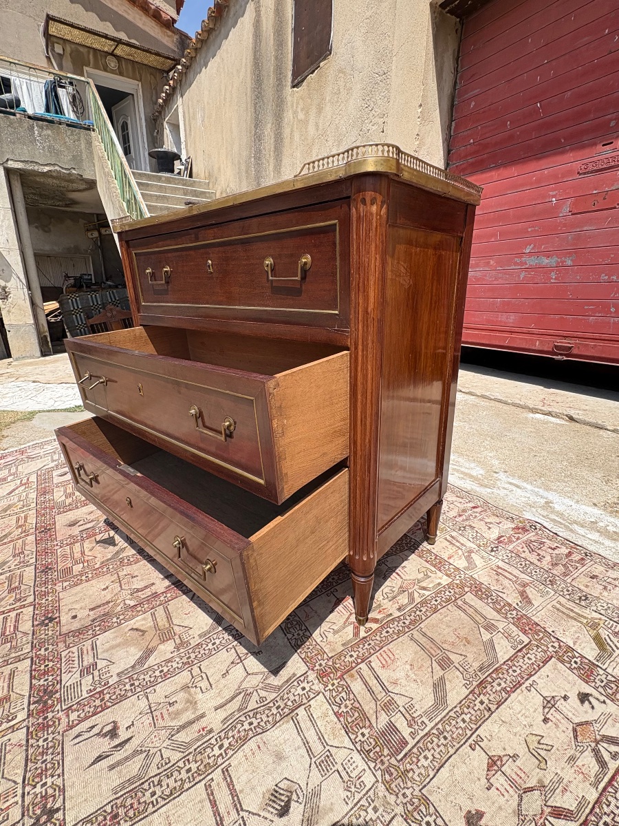 Commode Secrétaire, Louis XVI, en acajou d’époque XVIIIe siècle-photo-4