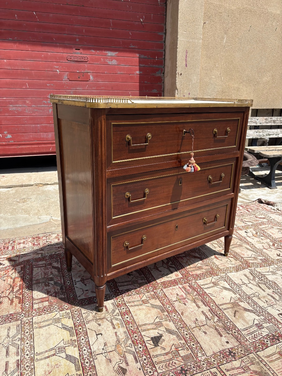 Commode Secrétaire, Louis XVI, en acajou d’époque XVIIIe siècle-photo-7