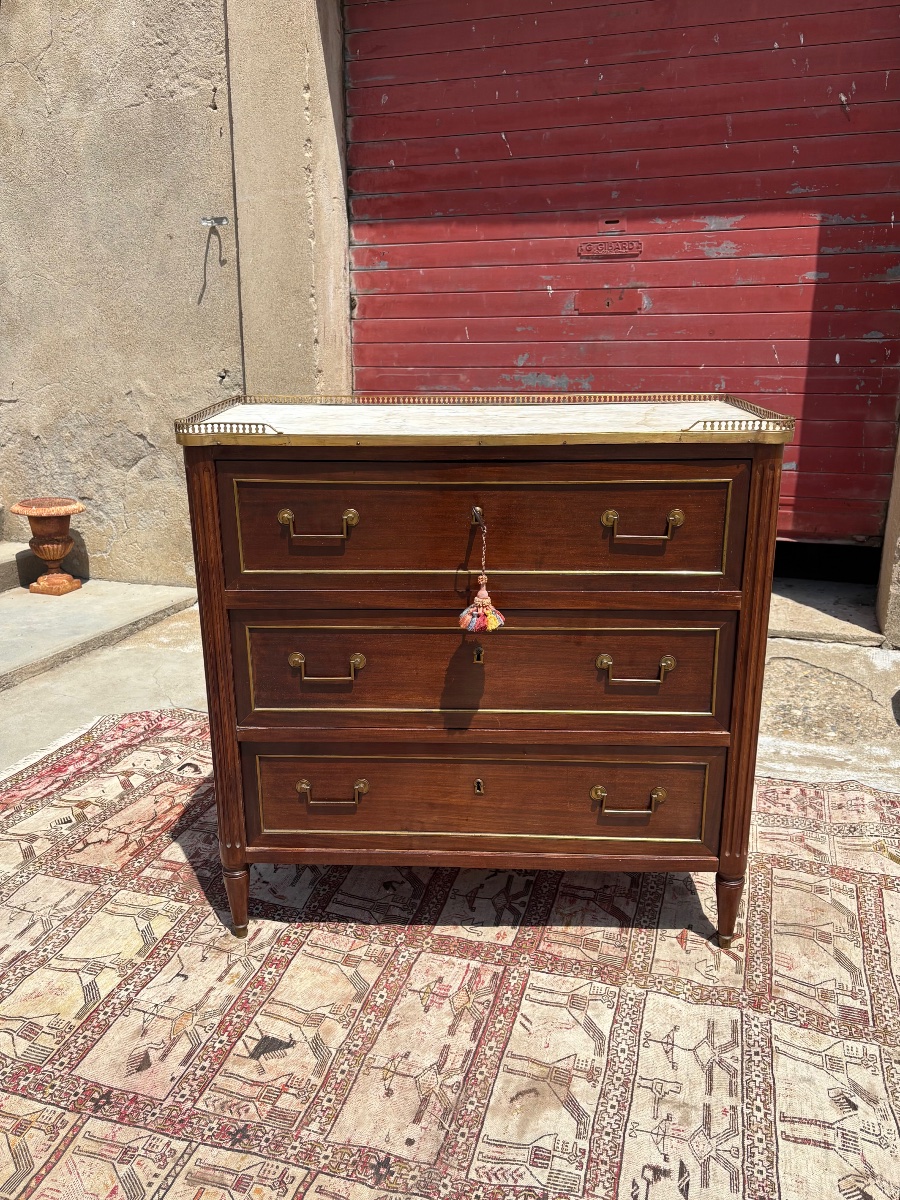 Commode Secrétaire, Louis XVI, en acajou d’époque XVIIIe siècle