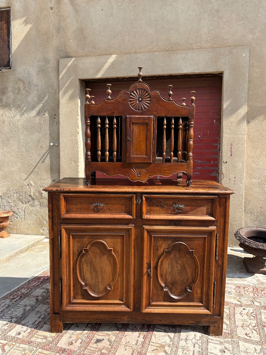 Provençal Sideboard, Regency Style In Walnut, Solid Wood, 18th-century-photo-3