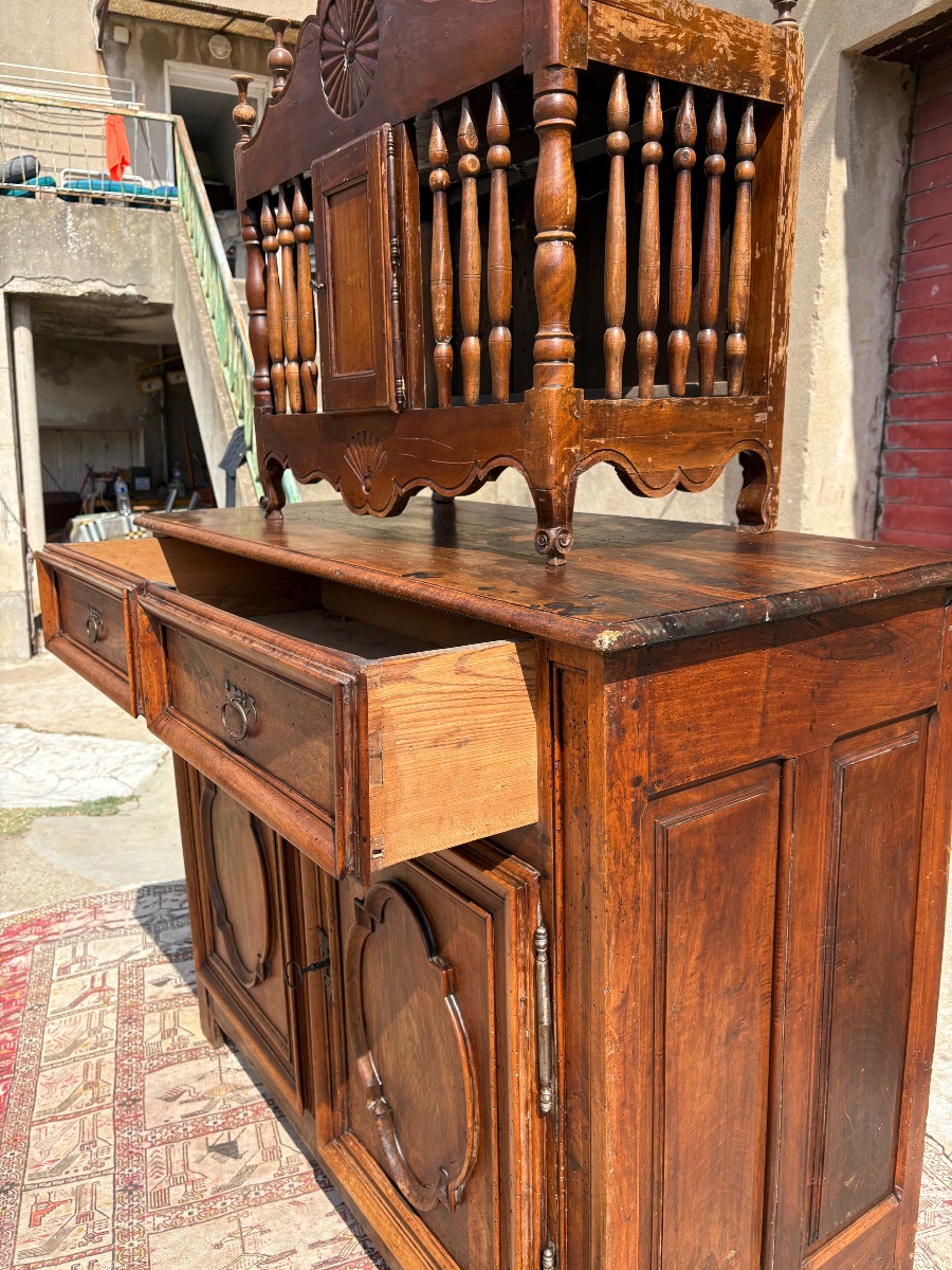 Provençal Sideboard, Regency Style In Walnut, Solid Wood, 18th-century-photo-4