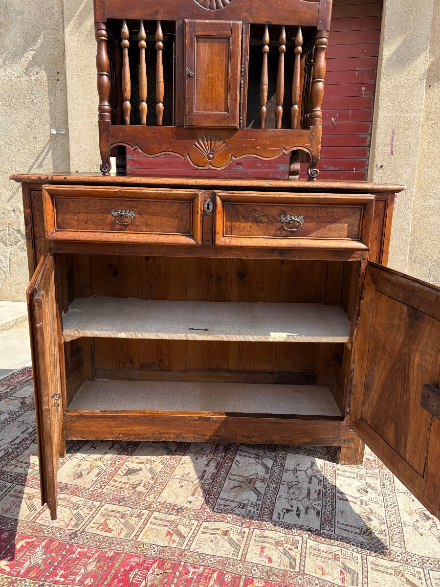 Provençal Sideboard, Regency Style In Walnut, Solid Wood, 18th-century-photo-3