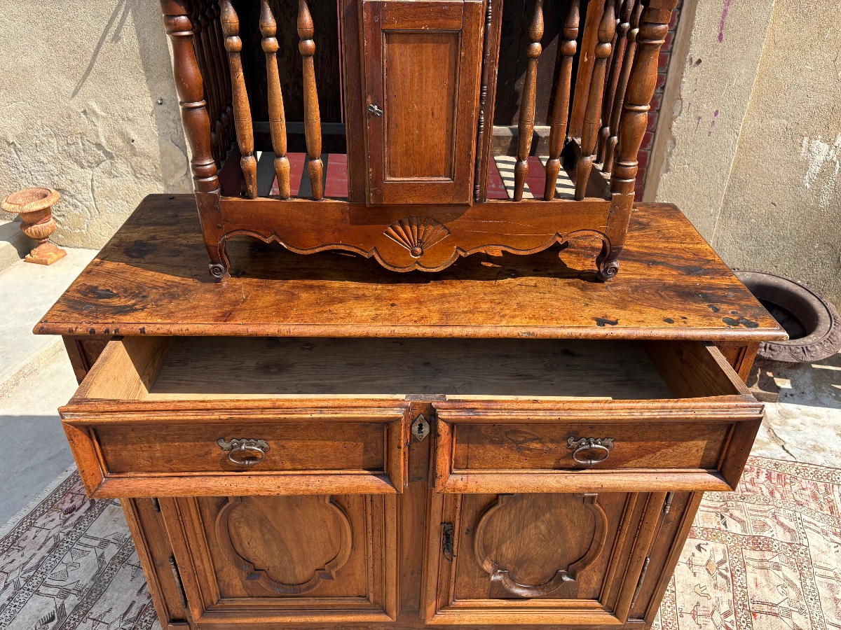 Provençal Sideboard, Regency Style In Walnut, Solid Wood, 18th-century-photo-6