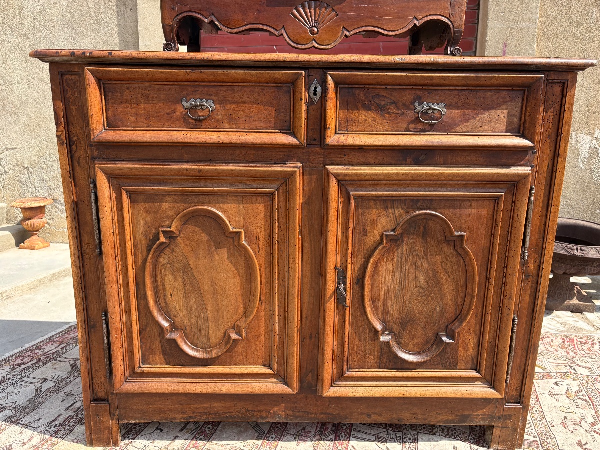 Provençal Sideboard, Regency Style In Walnut, Solid Wood, 18th-century-photo-7