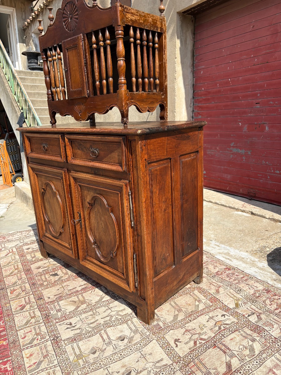 Provençal Sideboard, Regency Style In Walnut, Solid Wood, 18th-century-photo-8