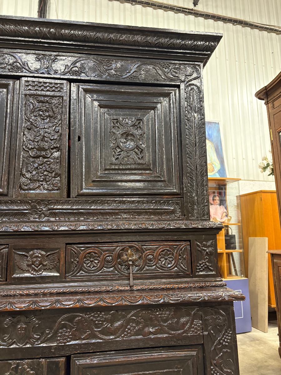 Buffet renaissance en chêne  d’époque, fin 16e début XVIIe siècle-photo-4
