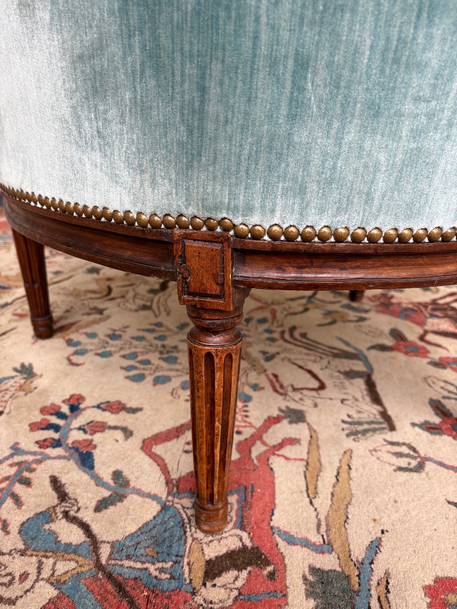 Bergère, Louis XVI, en noyer  d’époque 18e siècle-photo-2