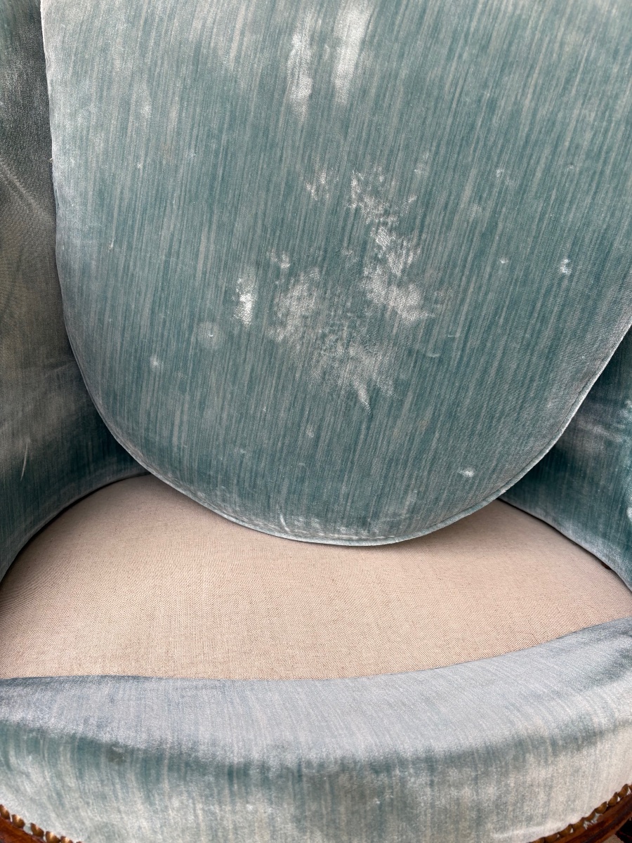 Bergère, Louis XVI, en noyer  d’époque 18e siècle-photo-3