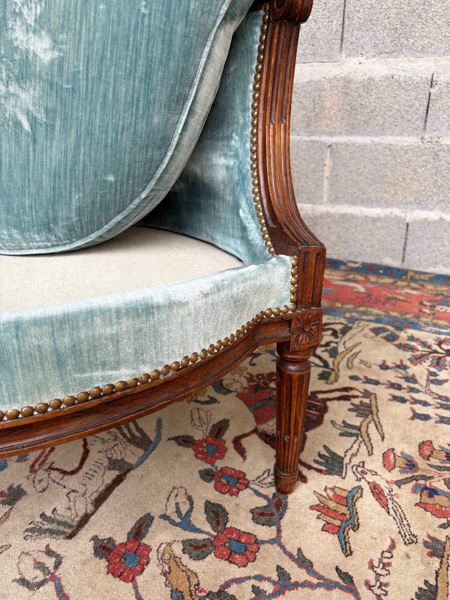 Bergère, Louis XVI, en noyer  d’époque 18e siècle-photo-5