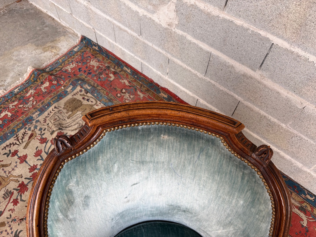 Bergère, Louis XVI, en noyer  d’époque 18e siècle-photo-6