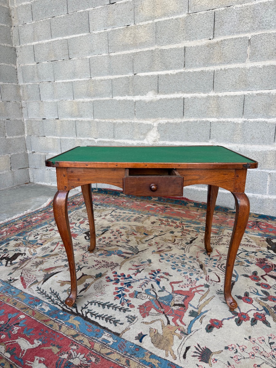 Louis XV-style Game Table, Made Of Walnut, 18th Century-photo-5