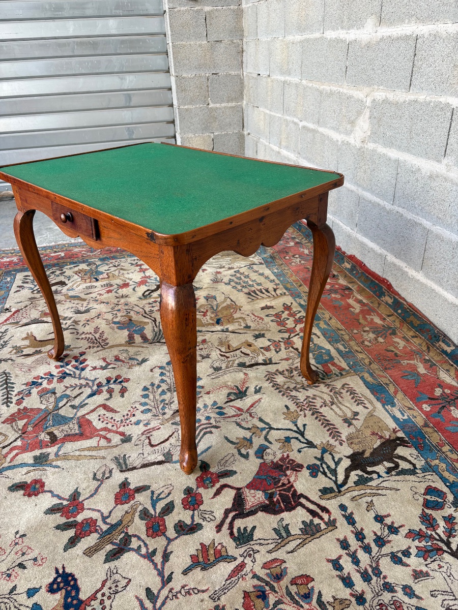Louis XV-style Game Table, Made Of Walnut, 18th Century-photo-8