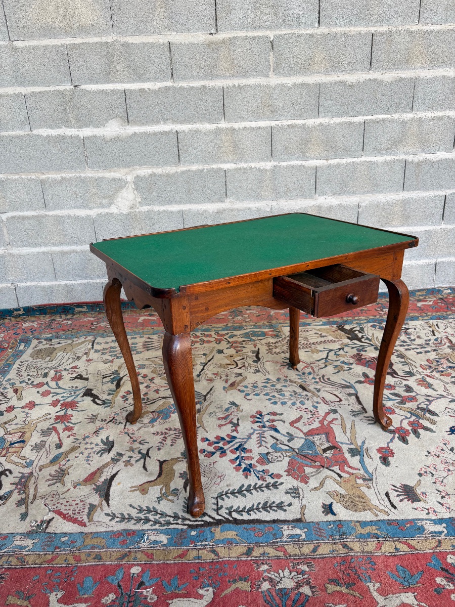 Louis XV-style Game Table, Made Of Walnut, 18th Century