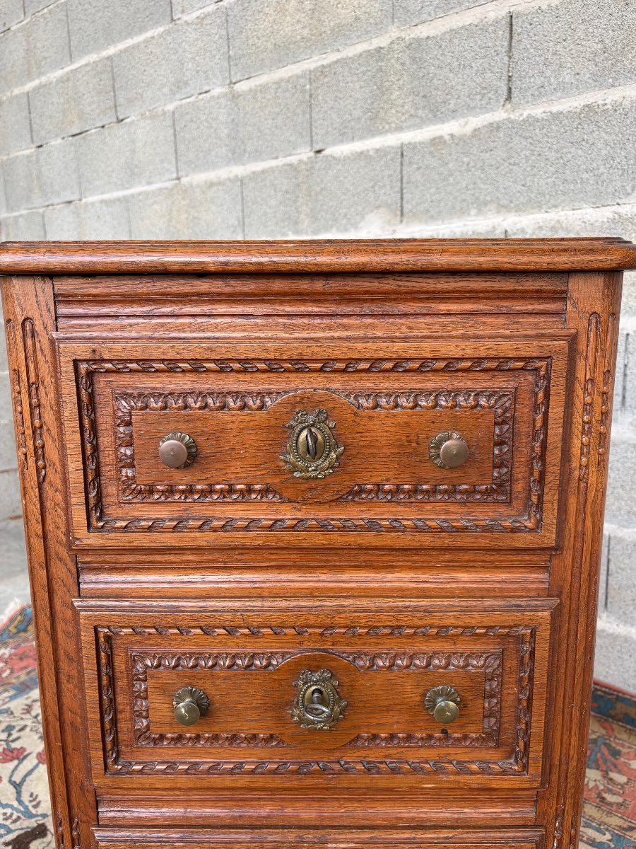 Commode, Louis XVI, en chêne d’époque XIXe siècle-photo-2