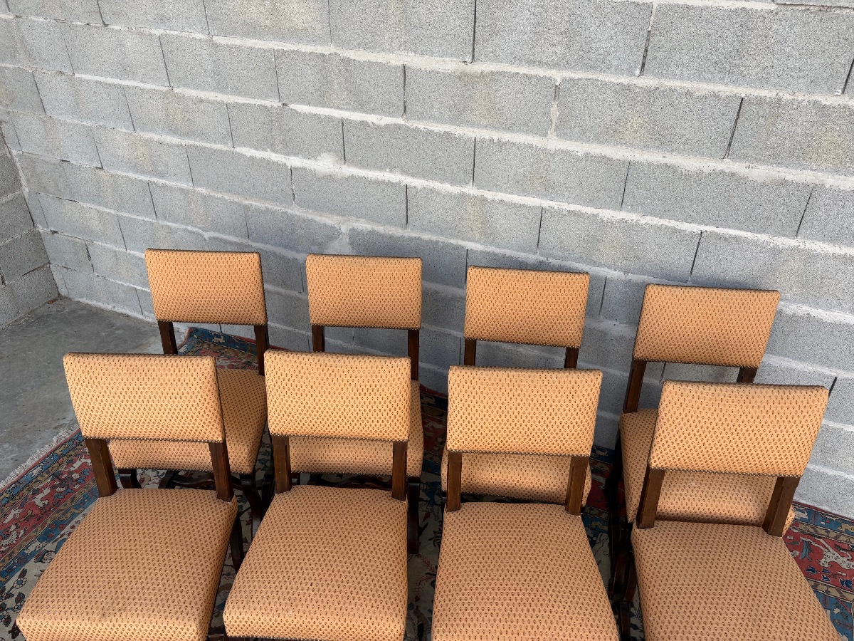 Set Of Eight Louis XIII Chairs, Made Of Period Walnut, 1900-photo-7