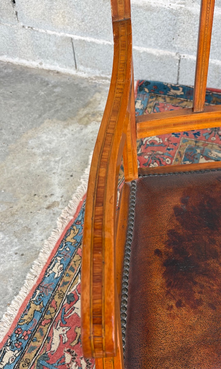 A Set Of Six Chairs And Two Armchairs, 19th-century Mahogany Restaurant Furniture-photo-2