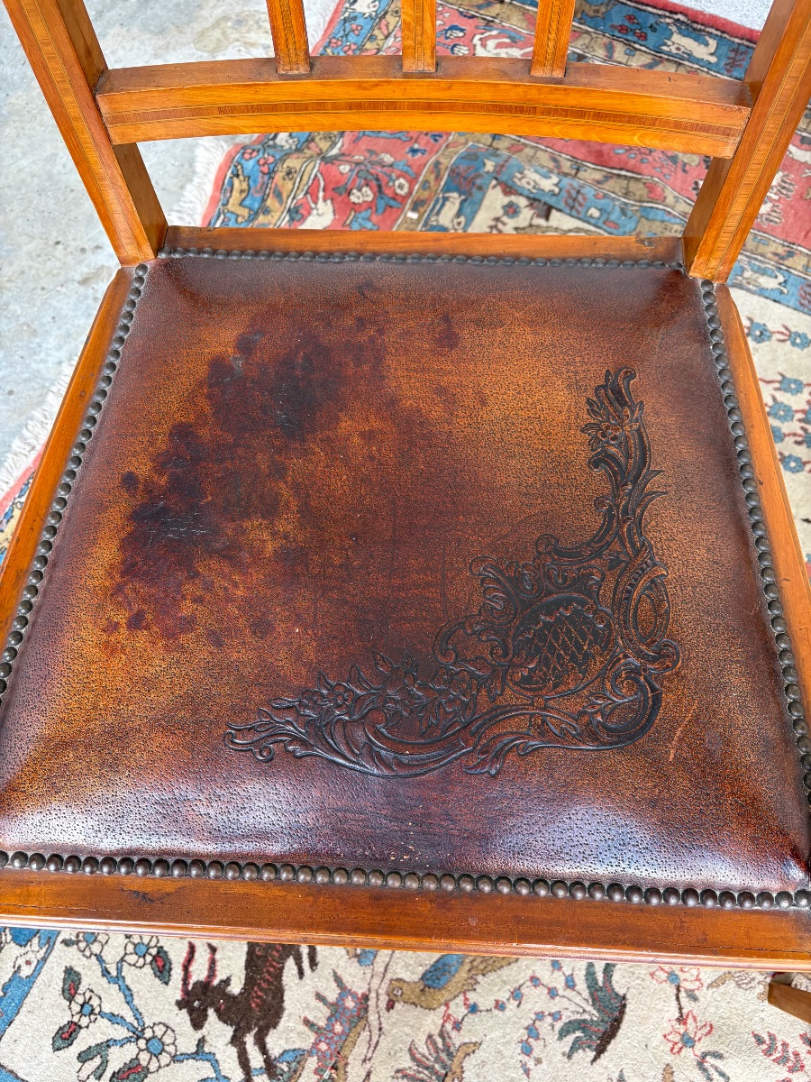 A Set Of Six Chairs And Two Armchairs, 19th-century Mahogany Restaurant Furniture-photo-8